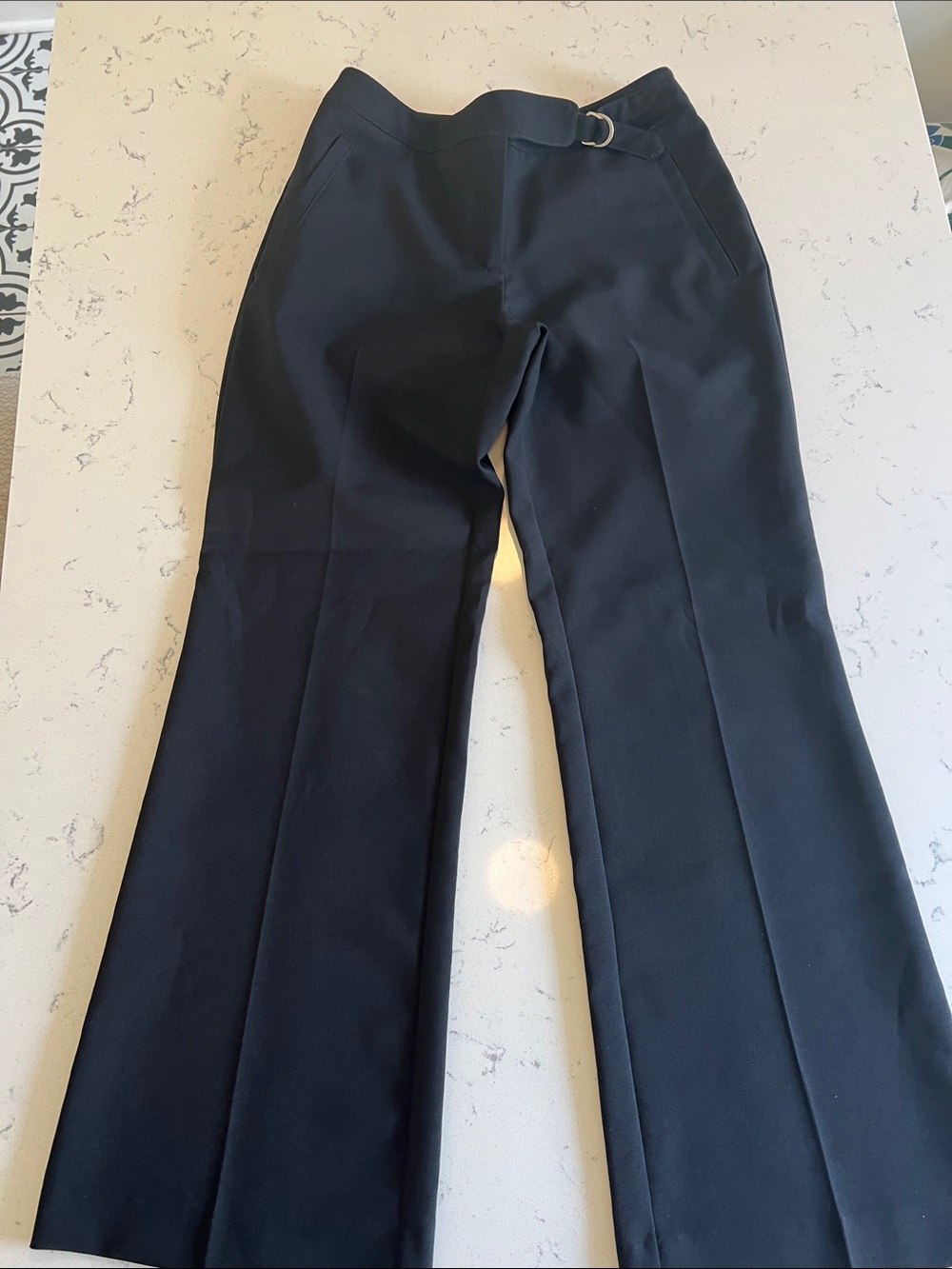 New York & Company Black Boot-Cut Dress Pants with Side Buckle